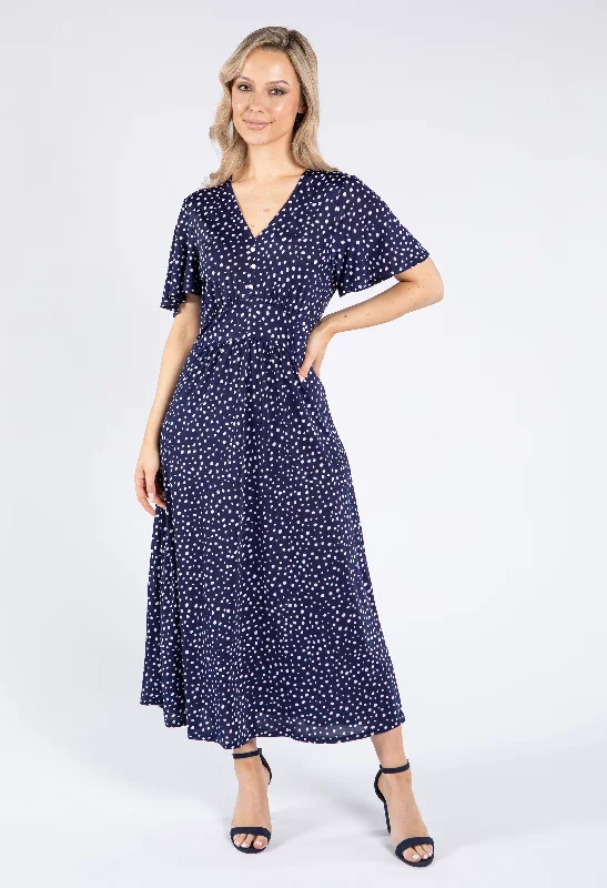  Vintage-Inspired Style OffersPolka Dot V Neck Midi Dress