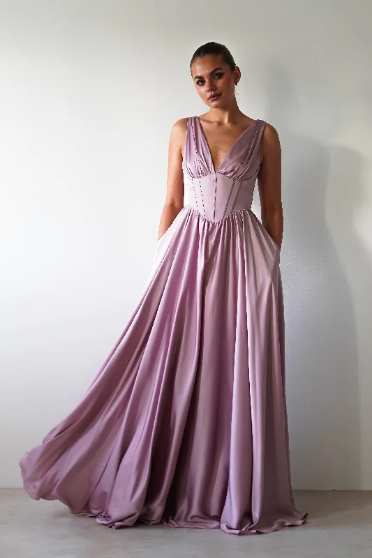  Women's Vintage AttireScarlette Soft Satin Maxi Gown | Mauve