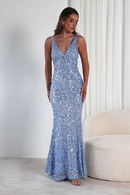  Women's Charming Outfit For EventsPerdita Sequin Bodycon Gown | Blue