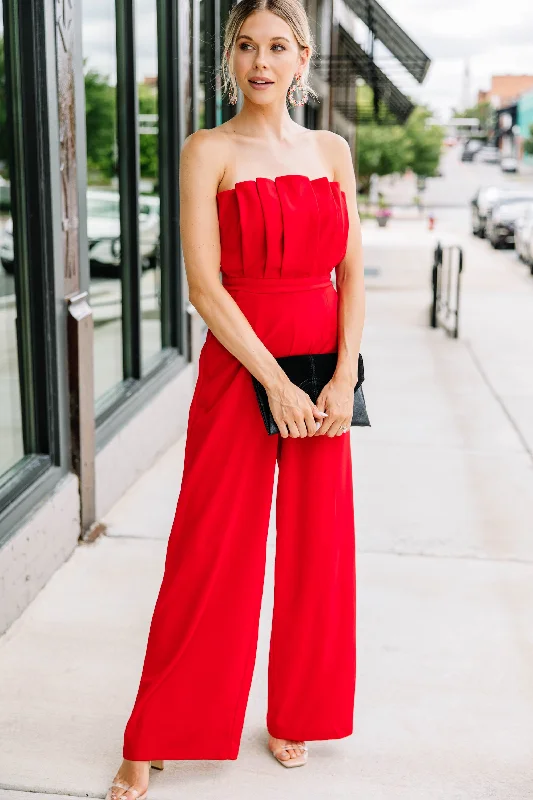  Luxury Casual DealsThe Latest Edition Red Pleated Jumpsuit