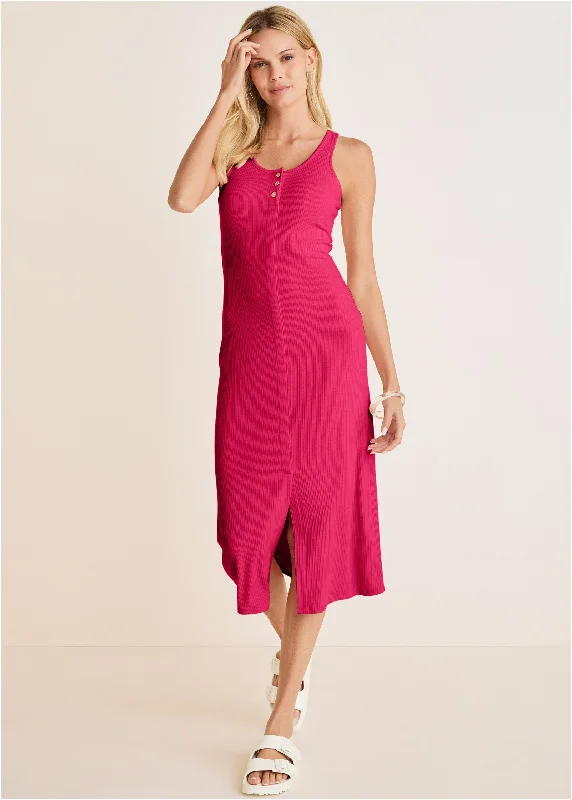  Women's Occasion Wear ApparelHenley Midi Dress - Dark Pink