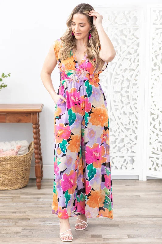  Chic Trends UnveiledPink Multi Floral Print Chiffon Jumpsuit