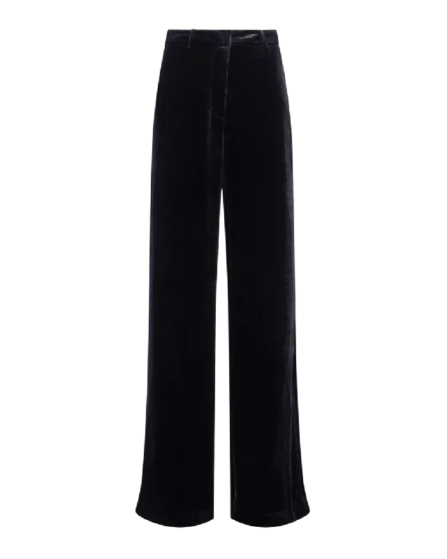  Women's Chic ApparelL'agence Pilar Velvet Wide-leg Trousers In Black UK 10