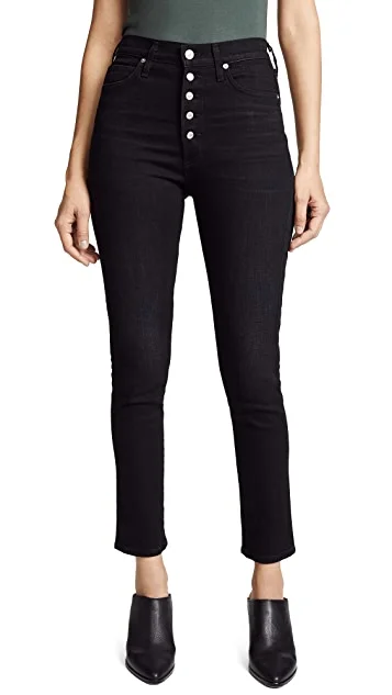  Women's Office OutfitOlivia Exposed Fly High Rise Skinny Ankle - Licorice