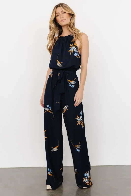  Huge MarkdownsAlameda Halter Jumpsuit | Navy Blue Floral