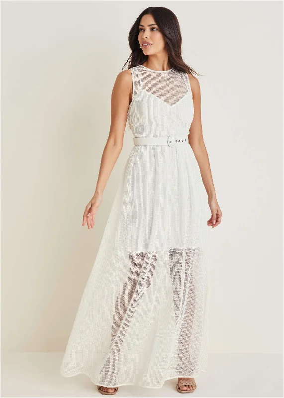  Fashion-Forward Women's ClothingDiamond Lace Maxi Dress - Off White