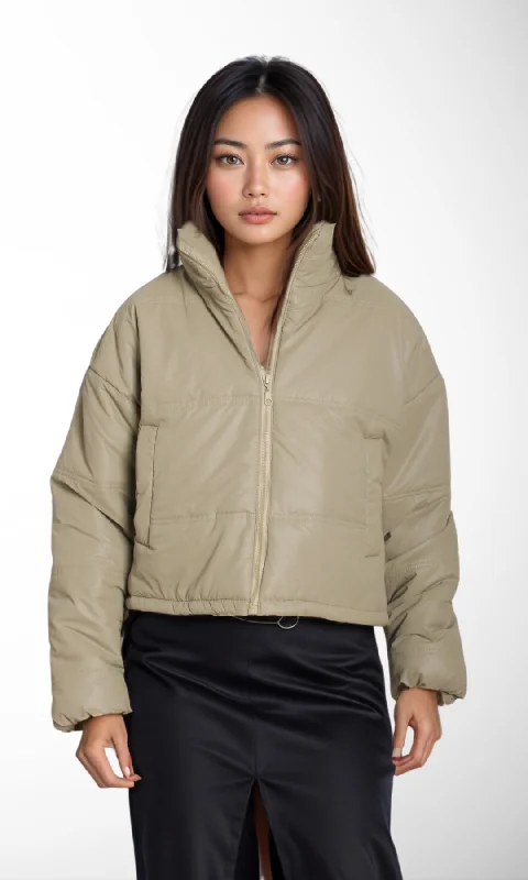  Shop SalesWomen Cropped Puffer Jacket (khaki)