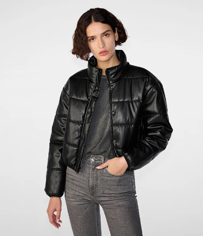  Women's Night-Out OutfitFaux Leather Puffer Jacket