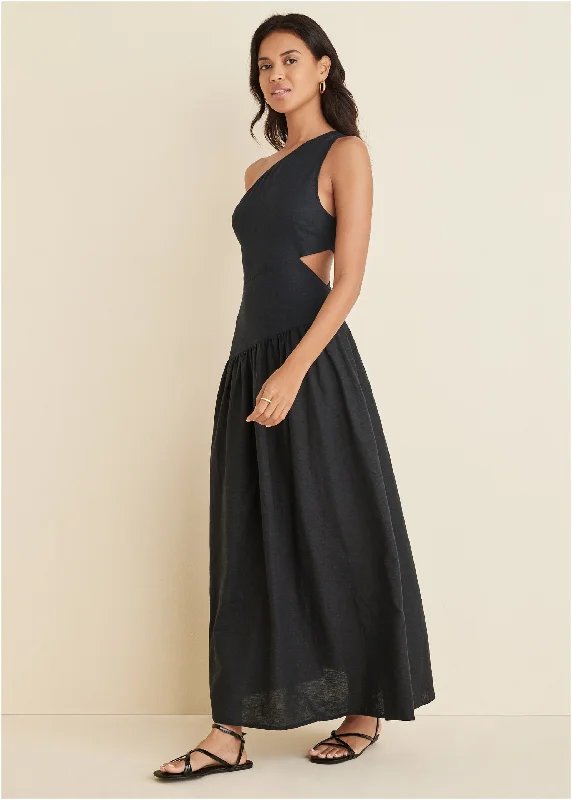  Athleisure Style SaleLinen Cutout Maxi Dress - Black