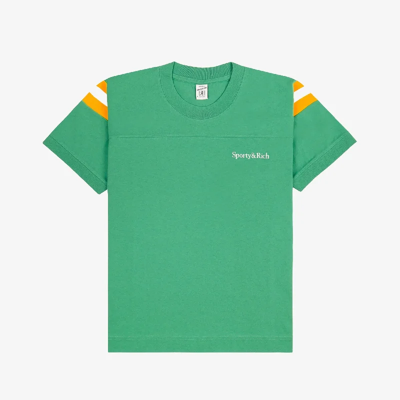  Timeless Women's ClothingSPORTY & RICH | SERIF LOGO FOOTBALL TEE { VERDE/WHITE