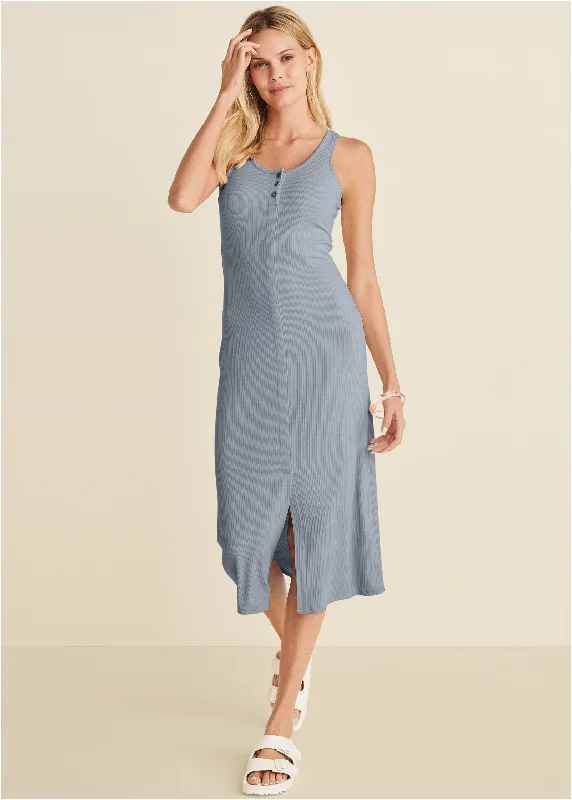  Women's High-Fashion ClothesHenley Midi Dress - Seafog